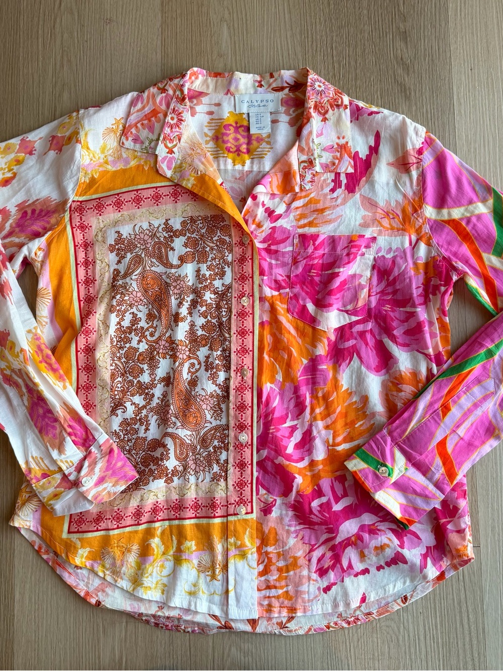 Calypso St. Barth Cotton Multicolor Floral Button-Down Shirt Size S